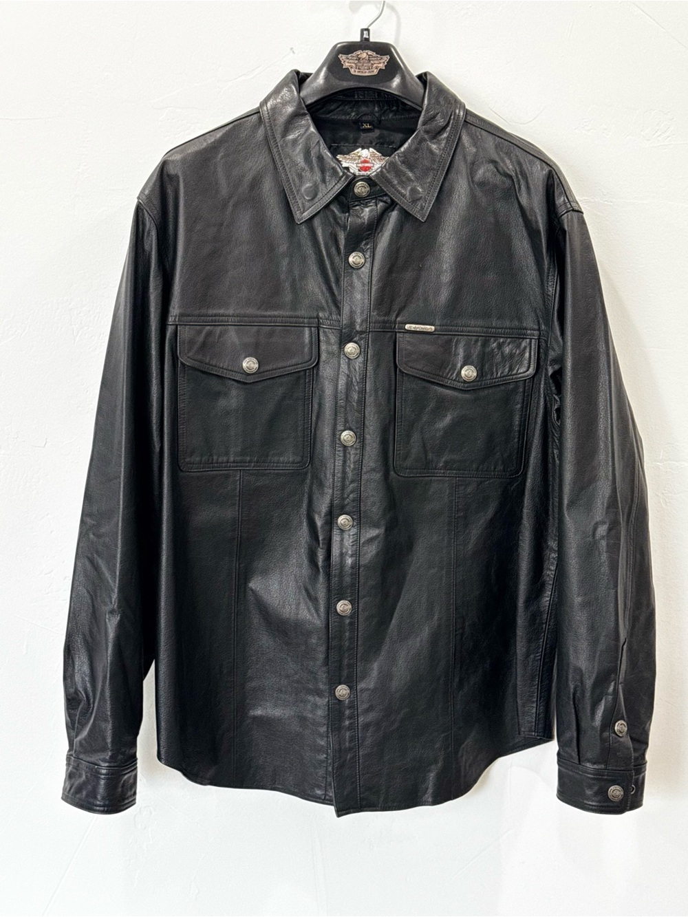 Vintage Harley Davidson Genuine Leather Snap Front Shacket Jacket Mens Size XL